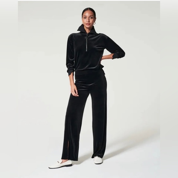 Spanx AirEssentials Black Velvet half zip Small New with tags retails $154 - Picture 1 of 5